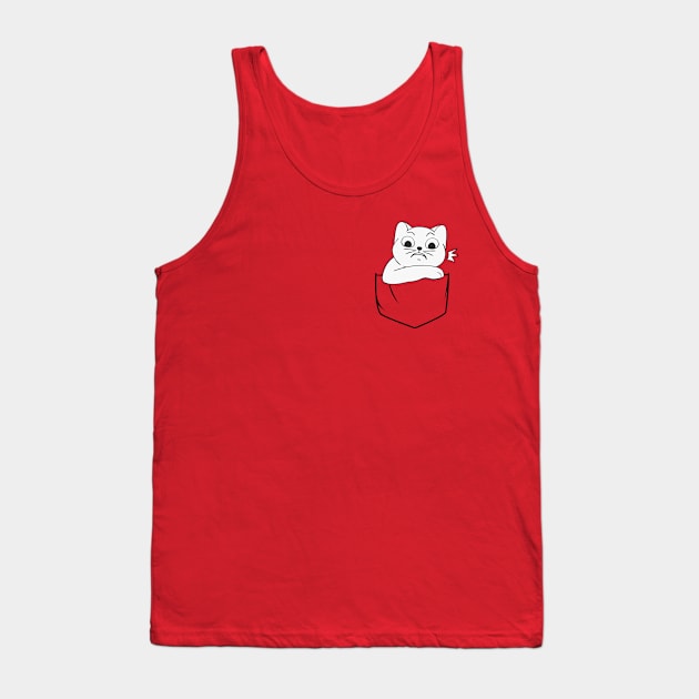 cat on pocket Tank Top by always.lazy